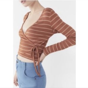 Urban Outfitters Winston Wrap Crop top Brown Small